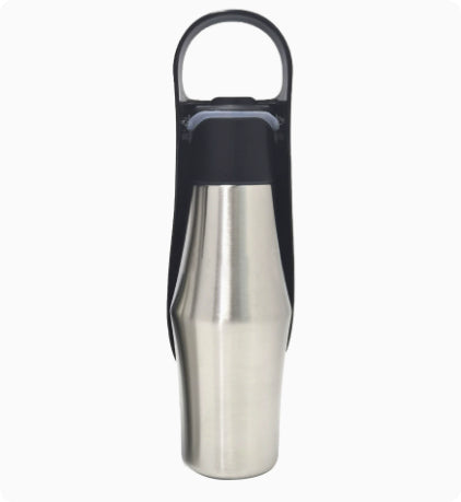 Portable Stainless Steel Dog Water Bottle with Leaf Bowl (photo 9)