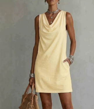Women's Sleeveless Draped-Neck Bodycon Dress (photo 18)
