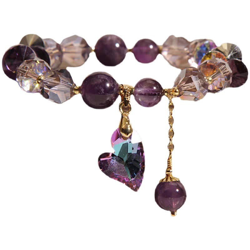 Purple Heart Crystal Pendant Bracelet (photo 4)