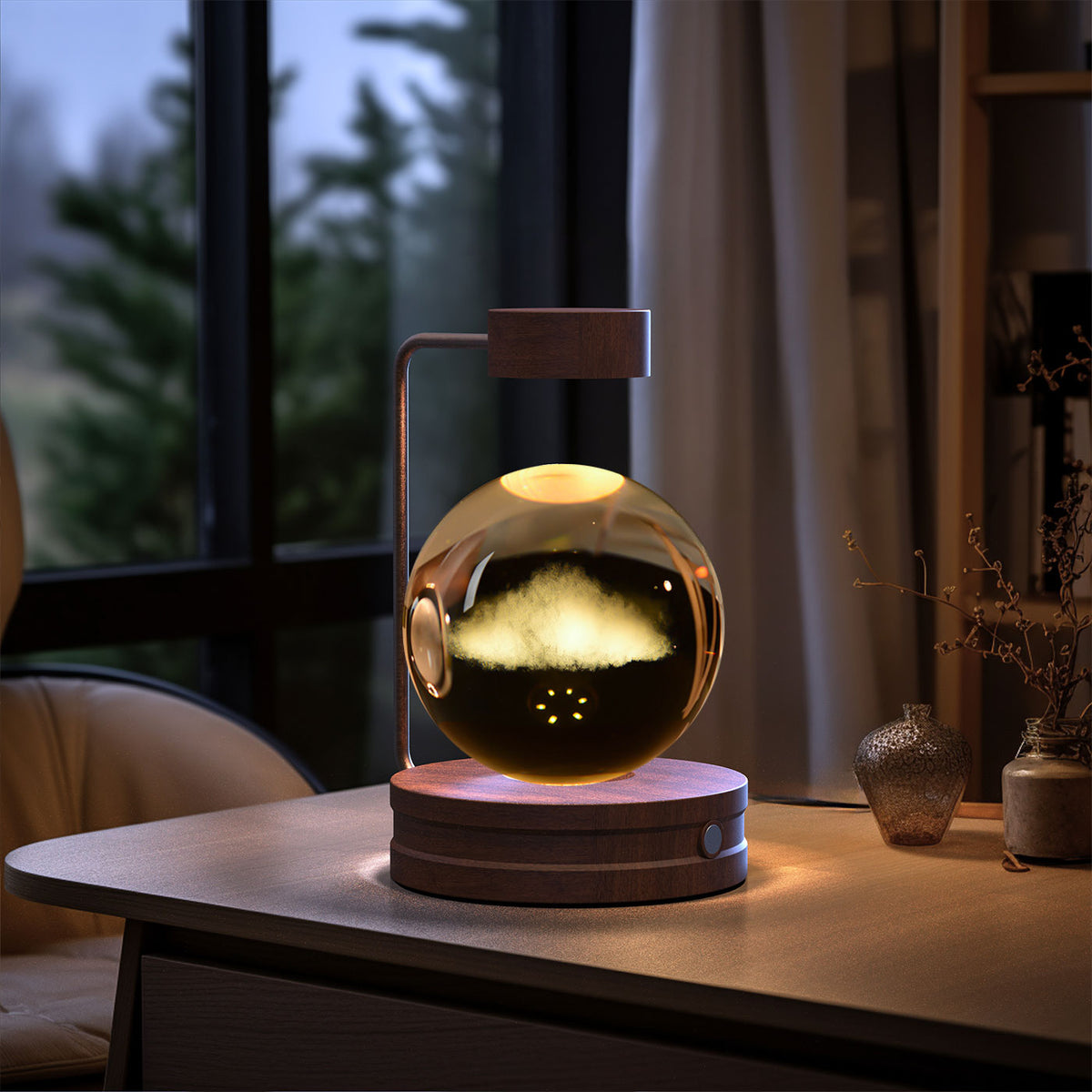 3D Engraved Crystal Ball Night Light with Wooden Base, USB (photo 40)