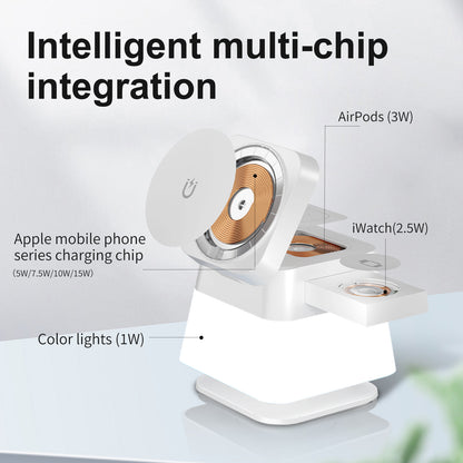 4-in-1 Rotating Magnetic Wireless Charging Stand with Night Light (photo 2)