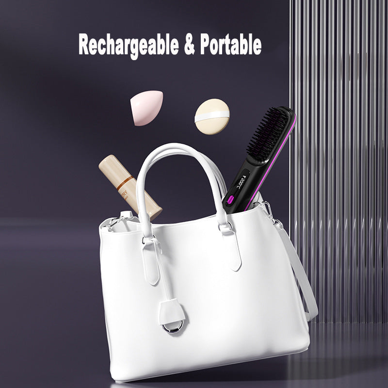 2-in-1 Cordless Hair Straightener Brush, USB Rechargeable (photo 4)