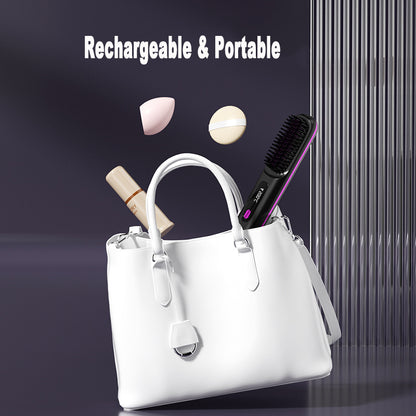 2-in-1 Cordless Hair Straightener Brush, USB Rechargeable (photo 4)