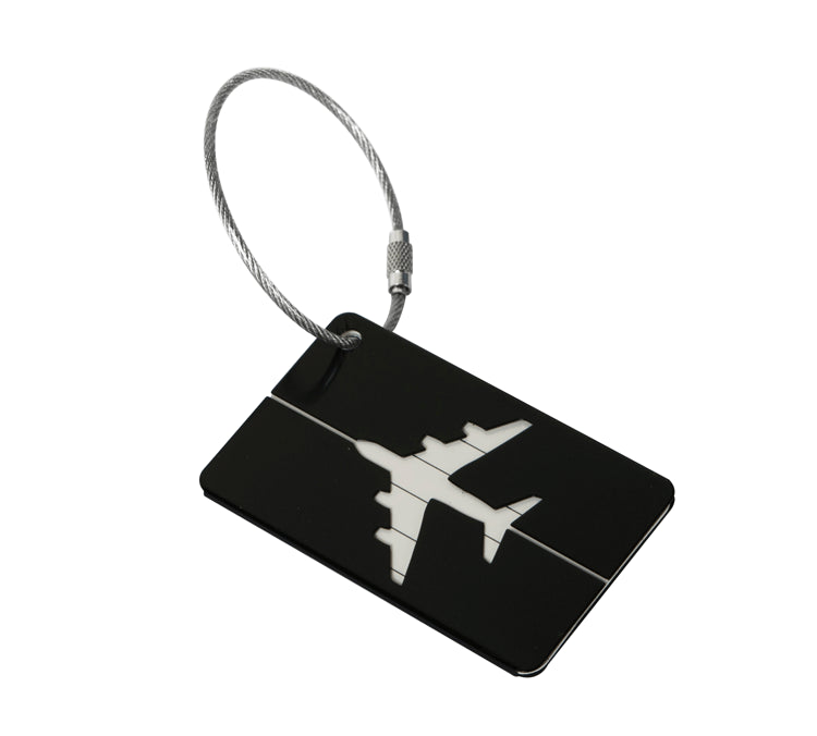 Aluminum Alloy Luggage Tag with Loop - Black (photo 1)