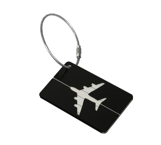 Aluminum Alloy Luggage Tag with Loop - Black (photo 1)