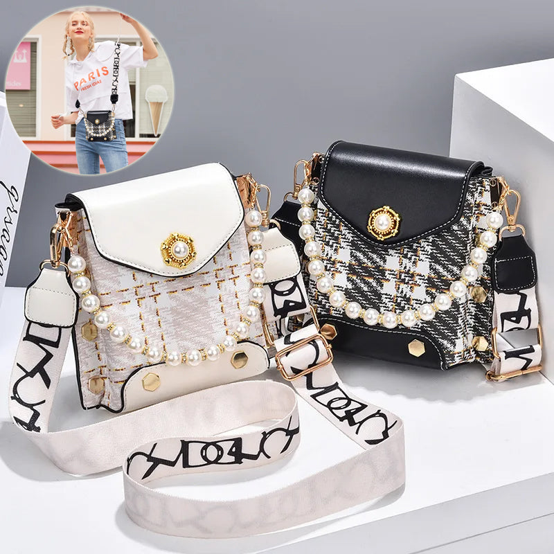Mini Crossbody Phone Bag with Pearl Chain