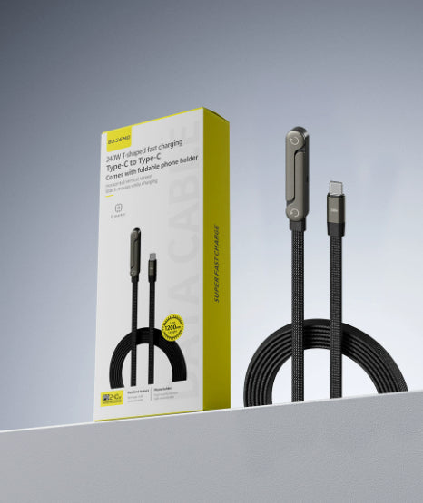Fast-Charging USB-C Cable with Built-In Foldable Phone Stand (photo 17)