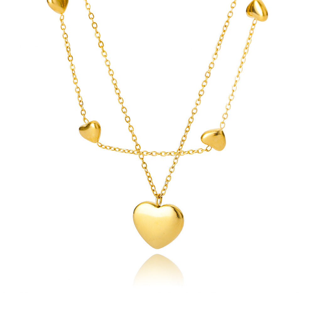 Layered Heart, Moon and Star Zircon Necklace (photo 6)