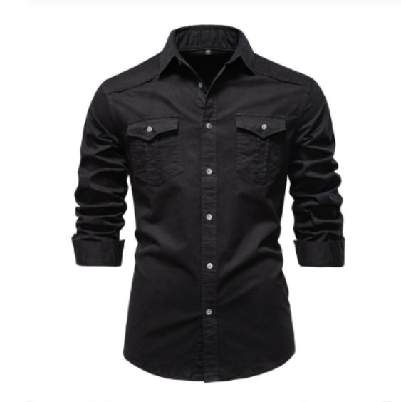 Men's Slim Long-Sleeve Denim Shirt (photo 8)