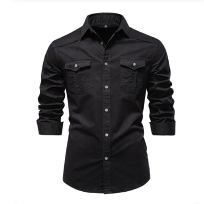 Men's Slim Long-Sleeve Denim Shirt (photo 8)