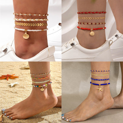 4-Piece Boho Woven Anklet Set (photo 2)