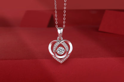 Sterling Silver Heart Pendant Necklace with 0.5 ct Moissanite (photo 2)