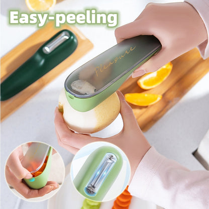 Vegetable and Fruit Peeler with Built-In Storage Tube