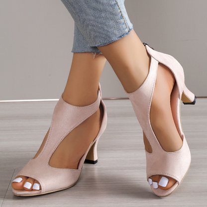 Women's Peep-Toe High-Heel Sandals with Zipper (photo 3)