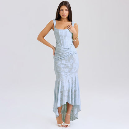 Women's Strapless Ruched Bodycon Maxi Dress (photo 11)