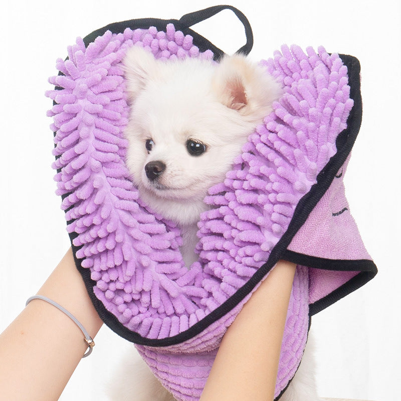 Chenille Pet Drying Towel with Hand Pockets (photo 5)