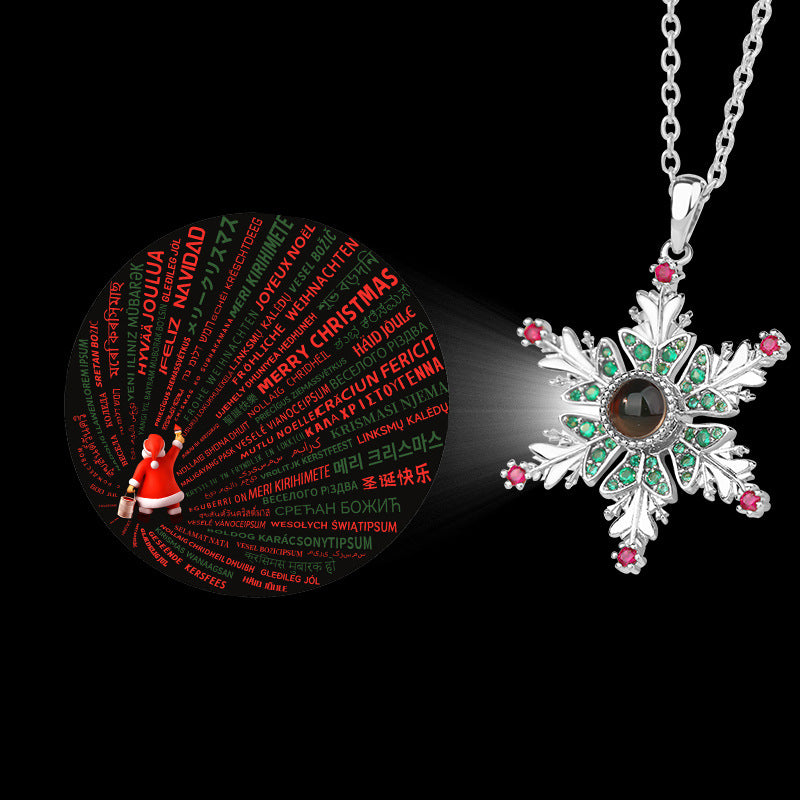Snowflake Projection Christmas Necklace (photo 6)