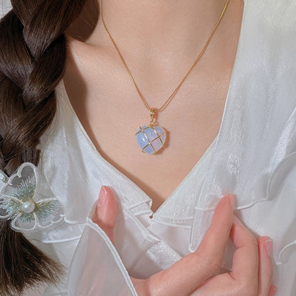 Heart Pendant Necklace with Opal-Look Stone (photo 9)