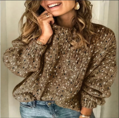 Women's Polka Dot Loose Knit Pullover (photo 7)