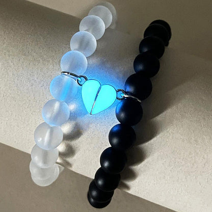 2-Piece Glow-in-the-Dark Crown Bead Couple Bracelets (photo 4)