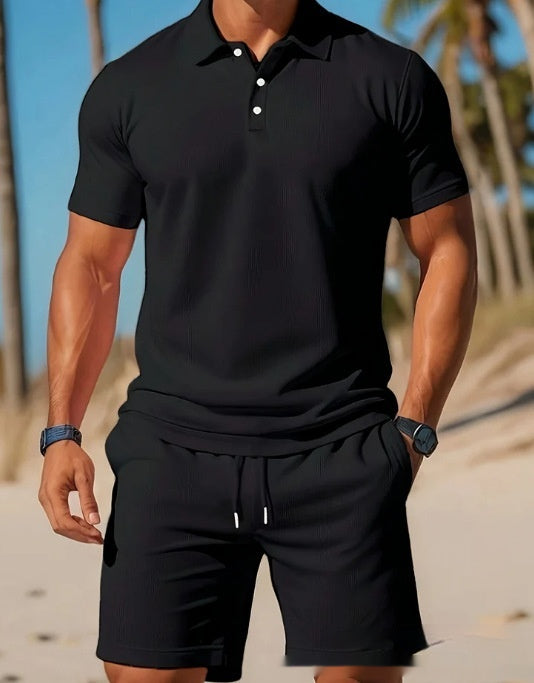 Men's Mesh Short-Sleeve Shirt and Shorts Set (photo 6)