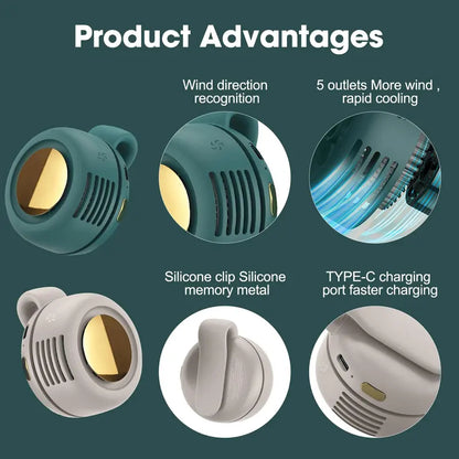 Clip-On Mini Fan, 3 Speeds, USB-C Rechargeable (photo 4)