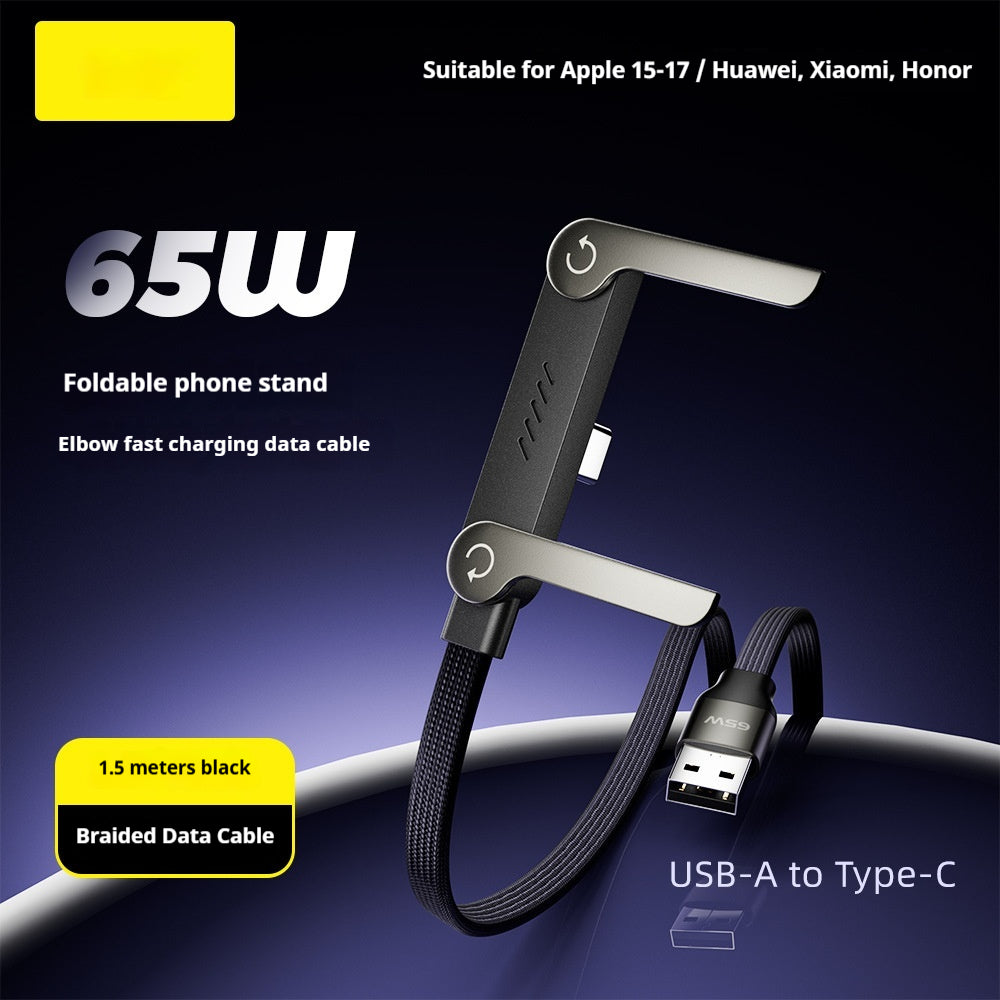 Fast-Charging USB-C Cable with Built-In Foldable Phone Stand (photo 11)