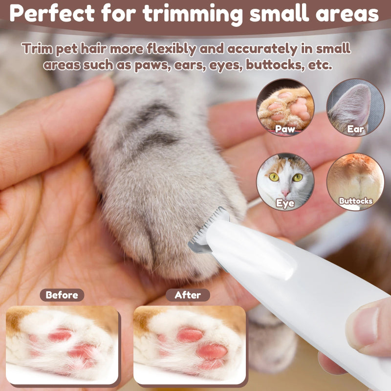 Cordless Dog Paw Trimmer with LED Light and Display