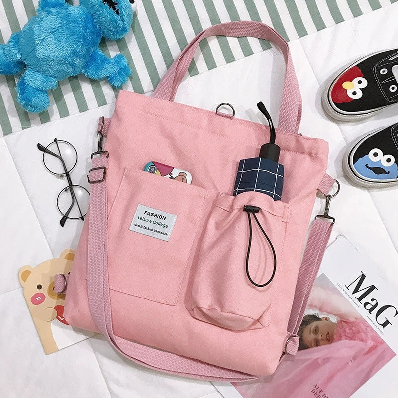 Canvas Backpack Tote with Pockets (photo 7)