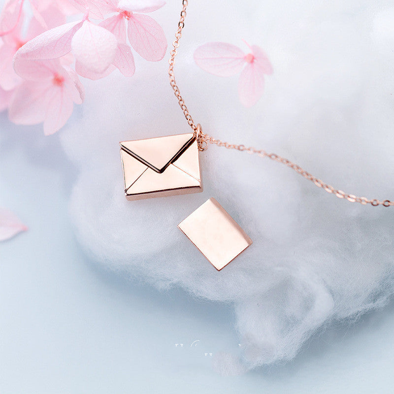 Envelope Pendant Necklace, Titanium Steel (photo 5)