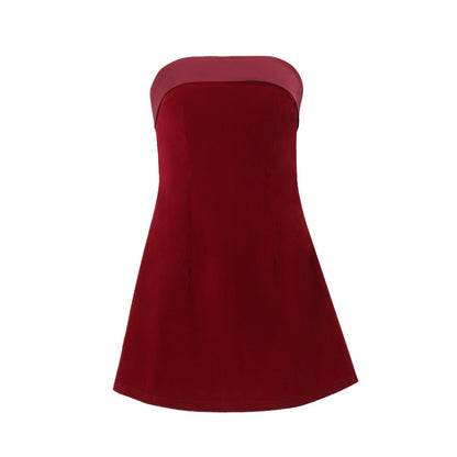 Women's Strapless A-Line Mini Dress with Zipper (photo 7)