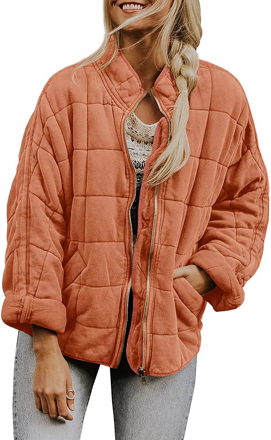 Women's Zip-Up Stand-Collar Jacket with Pockets (photo 11)