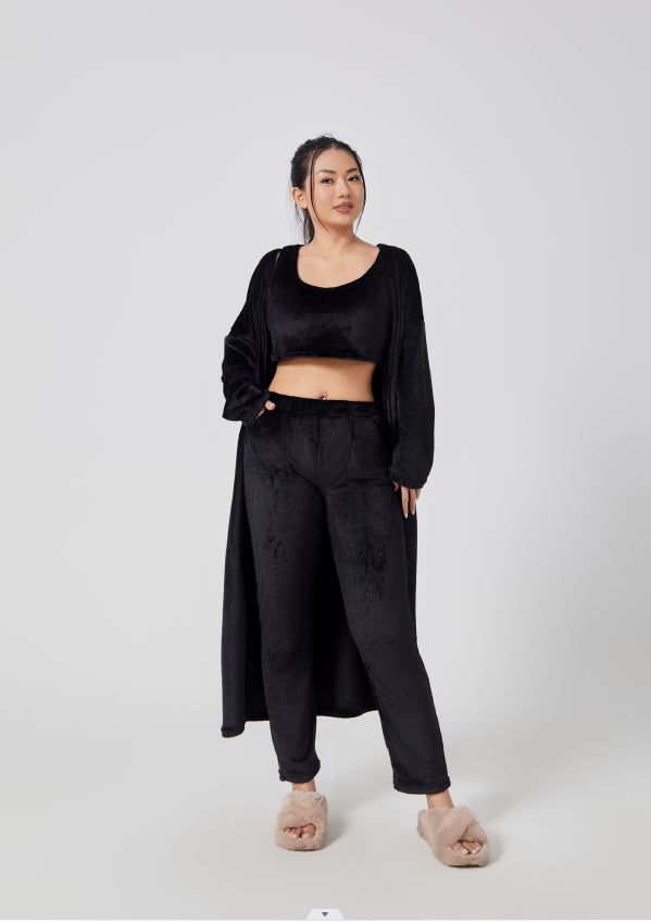 Women's 3-Piece Knit Lounge Set: Crop Top, Wide-Leg Pants and Cardigan (photo 37)