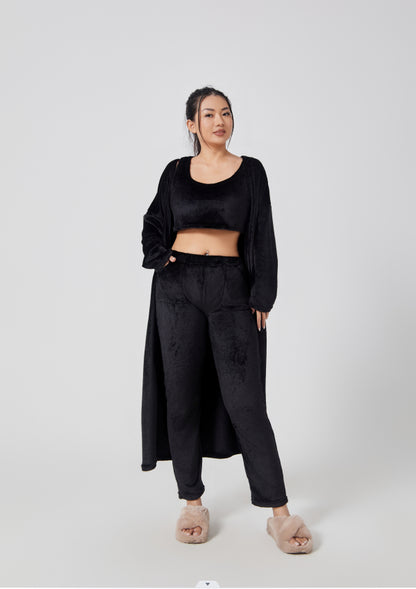 Women's 3-Piece Knit Lounge Set: Crop Top, Wide-Leg Pants and Cardigan (photo 10)