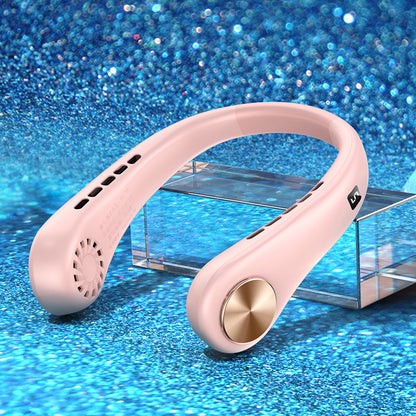 Bladeless Neck Fan, USB Rechargeable, 3 or 5 Speeds – Pink
