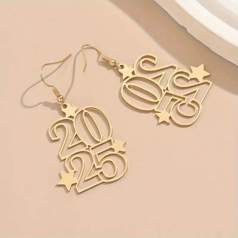 Gold-Tone Number Dangle Earrings (photo 3)