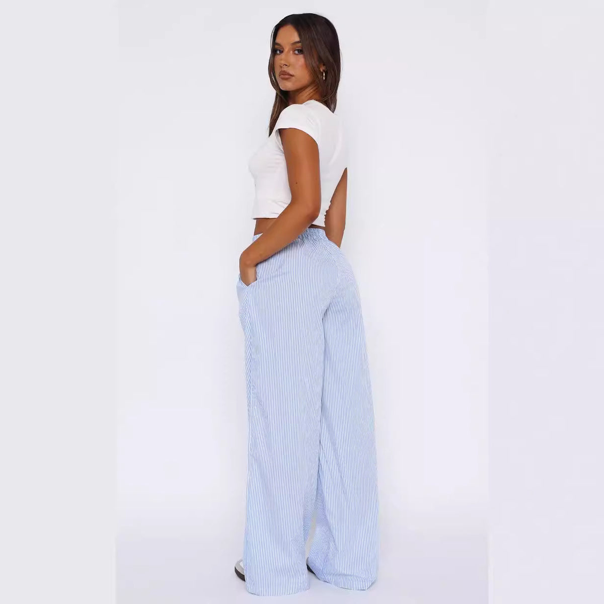 Women's Striped High-Waist Wide-Leg Pants (photo 4)