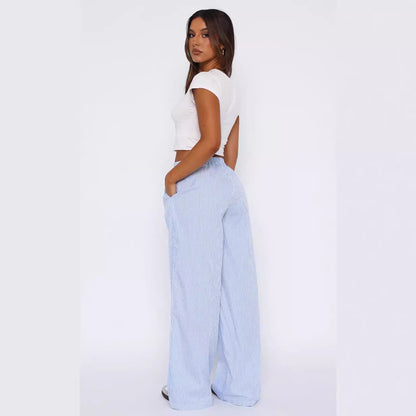 Women's Striped High-Waist Wide-Leg Pants (photo 4)