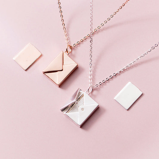 Envelope Pendant Necklace, Titanium Steel