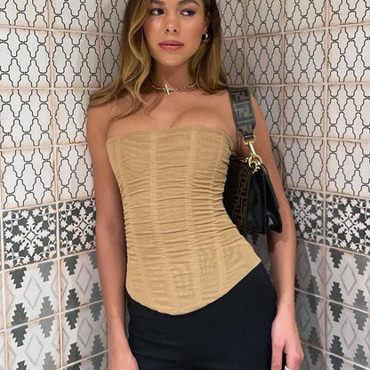 Women's Mesh Corset Tube Crop Top (photo 3)