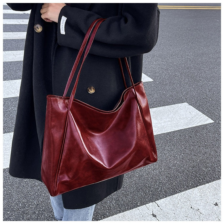 Women's Vintage PU Leather Tote Shoulder Bag (photo 20)