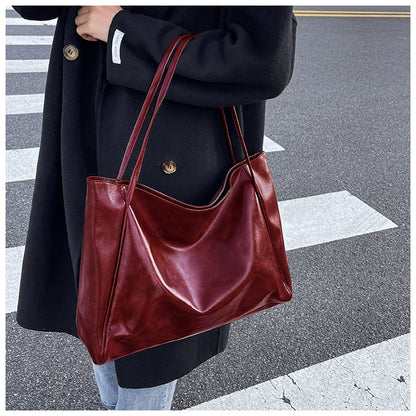 Women's Vintage PU Leather Tote Shoulder Bag (photo 20)
