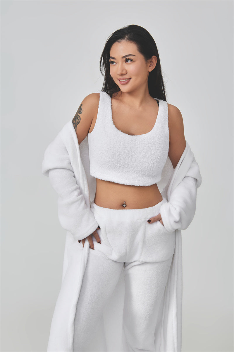 Women's 3-Piece Knit Lounge Set: Crop Top, Wide-Leg Pants and Cardigan (photo 36)