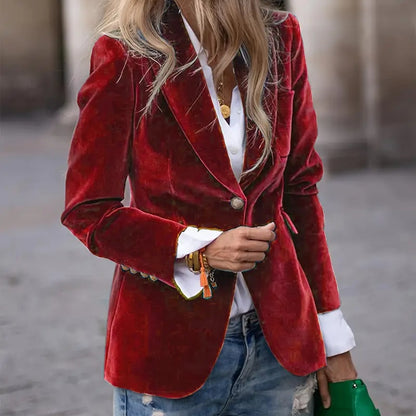 Women's Slim-Fit Velvet Blazer (photo 4)