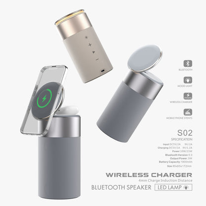 3-in-1 Bluetooth Speaker with Wireless Charger and Touch Lamp (photo 3)