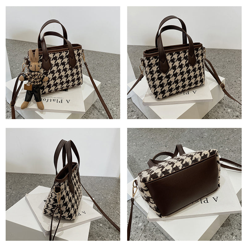 Houndstooth and Plaid Mini Shoulder Bag (photo 7)