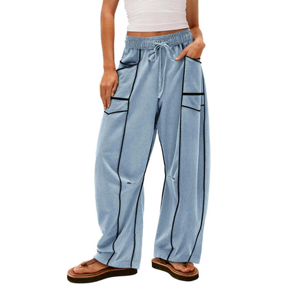 Women's Striped Wide-Leg Drawstring Sweatpants (photo 4)