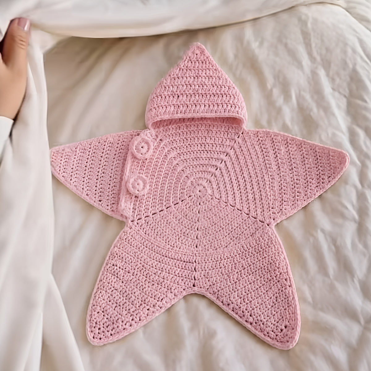 Crochet Star-Shaped Hooded Baby Romper, Finished or DIY Kit (photo 6)