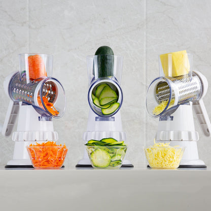 3-in-1 Rotary Drum Vegetable Slicer with Suction Base (photo 2)