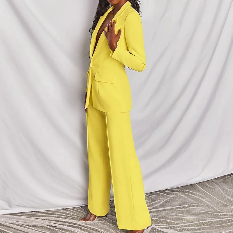 Women's Lapel Blazer and Straight-Leg Pants Set (photo 51)